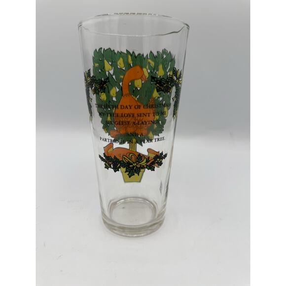 Vintage 12 oz Brockway 12 Days Of Christmas Glass 6th Day 6 Geese a Laying - Picture 3 of 7
